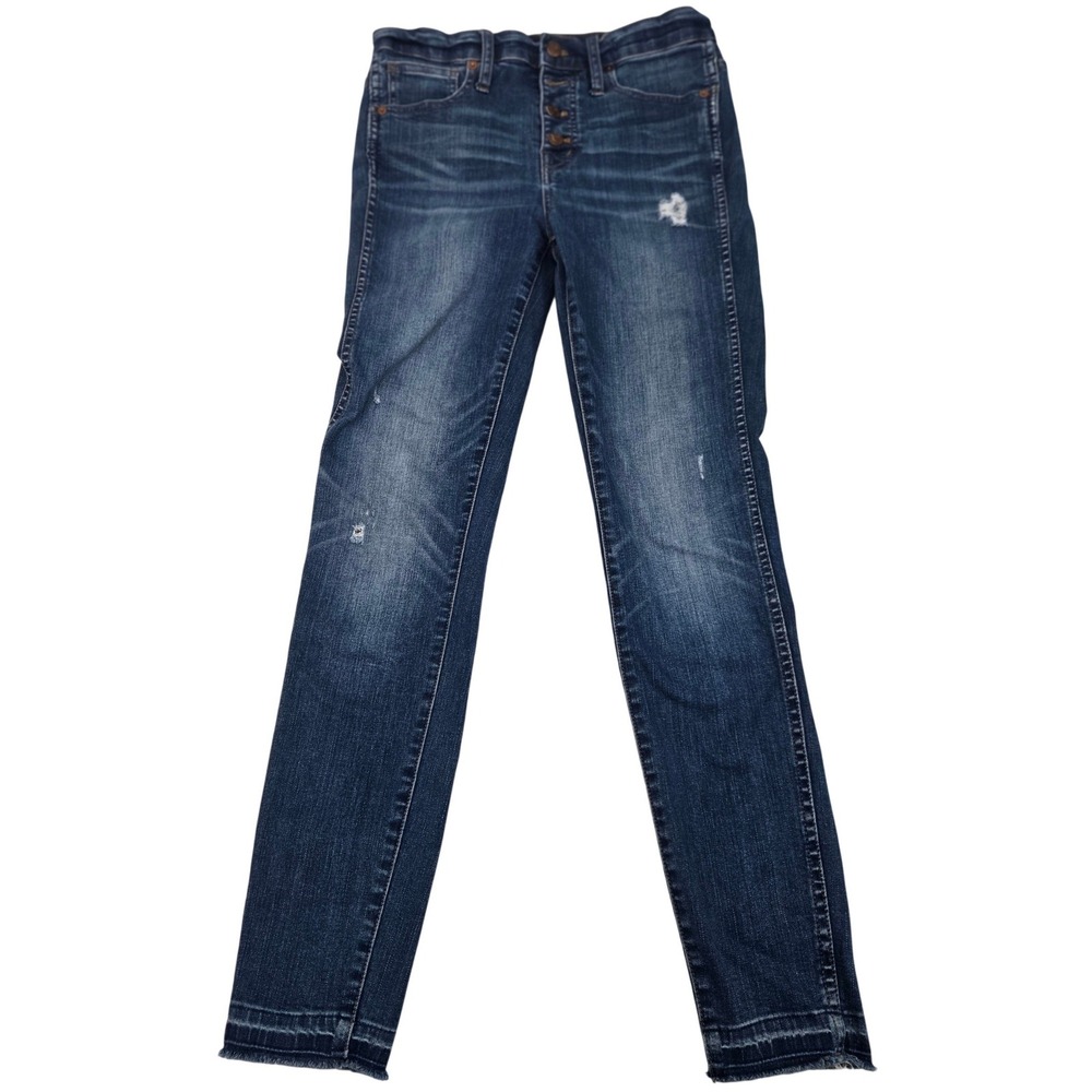 Madewell 10 High Rise Skinny Jeans‎ Button Fly Distressed Medium Wash Size 26